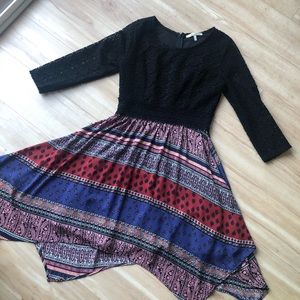 Francesca’s pattern asymmetrical dress.